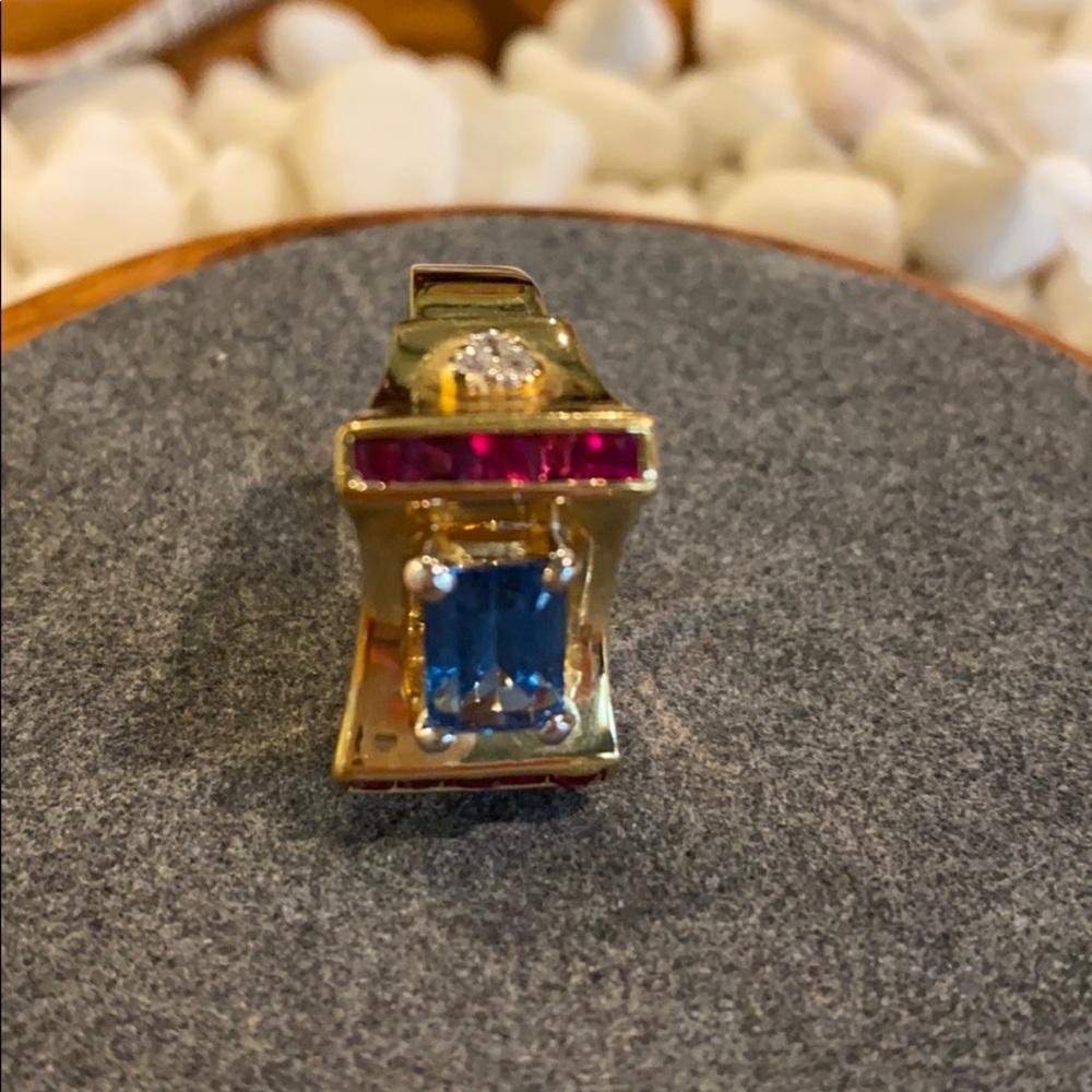 Sterling Gold Plated Ring w/Synthetic Stones